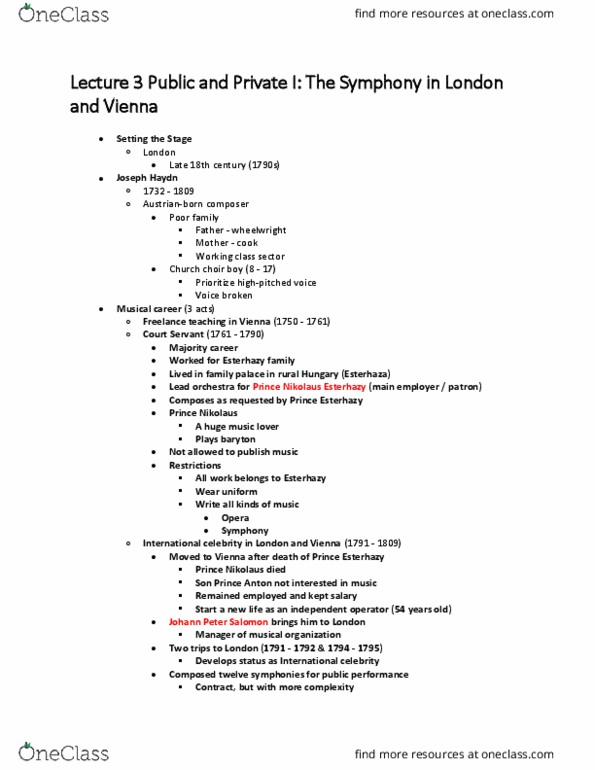 MUS 15 Lecture Notes - Lecture 3: Johann Peter Salomon, London Symphonies, Baryton thumbnail