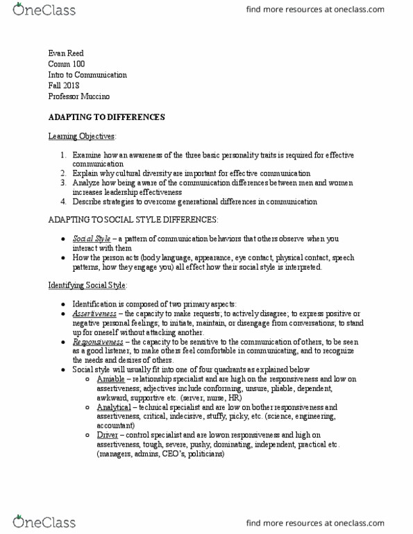 COM 100 Lecture Notes - Lecture 8: Assertiveness, Social Software thumbnail