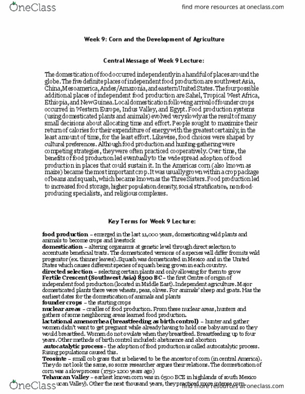 HIST 1010 Lecture Notes - Lecture 14: Lactational Amenorrhea, Autocatalysis, Hunter-Gatherer thumbnail