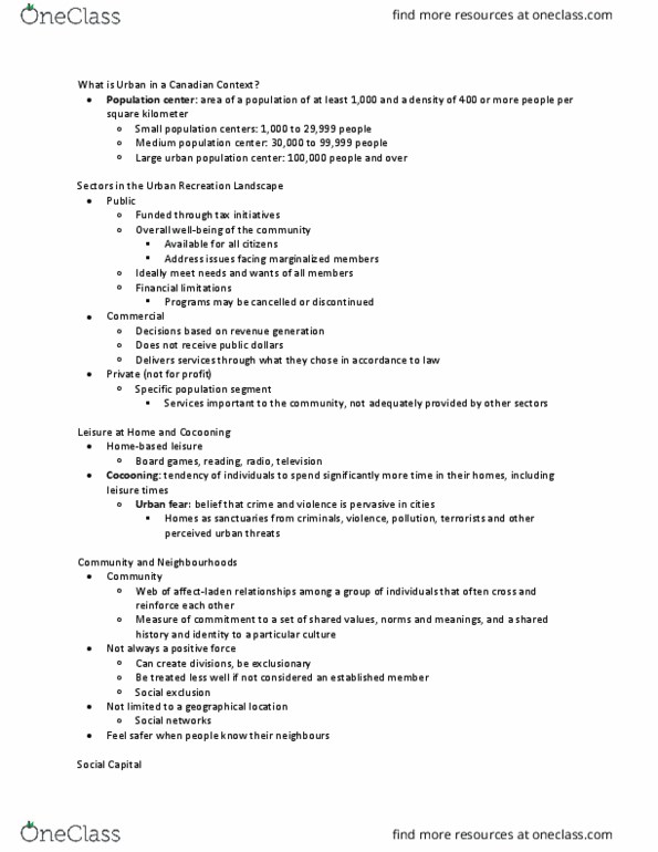 REC100 Lecture Notes - Lecture 11: Positive Force, Social Capital, Social Exclusion thumbnail