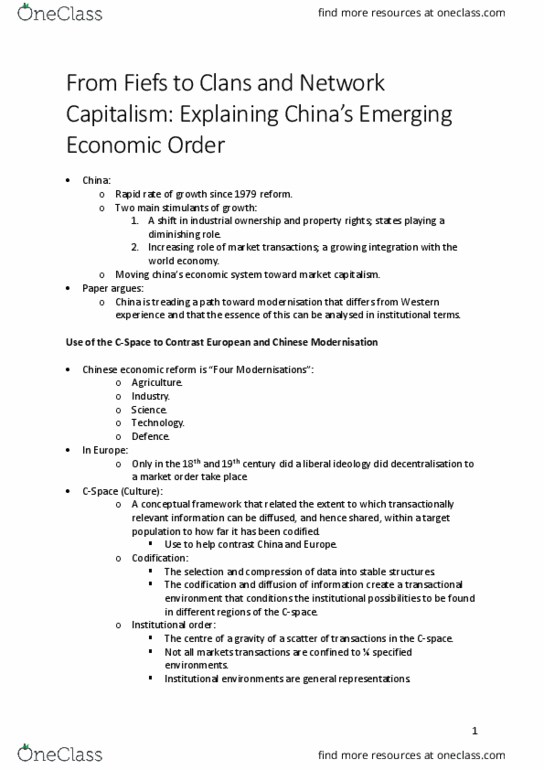 ECON 1 Lecture Notes - Lecture 33: Guanxi, Chinese Economic Reform, 1979 Soviet Economic Reform thumbnail