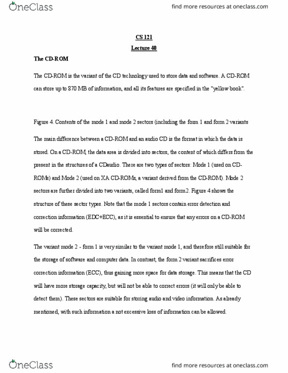 CS 121 Lecture Notes - Lecture 40: Bit Rate, Iso 9660, Constant Linear Velocity thumbnail