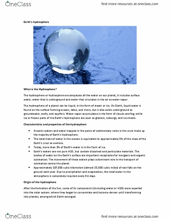 HSEA 010 Chapter Notes - Chapter 4: Soil, Capillary Action, Cryosphere thumbnail