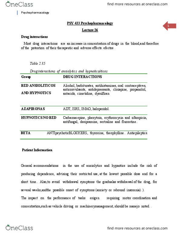 PSY 433 Lecture Notes - Lecture 26: Rifampicin, Erythromycin, Cimetidine thumbnail