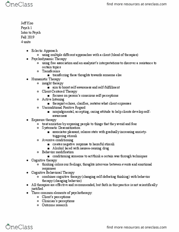 PSYC 1 Lecture Notes - Lecture 14: Deep Brain Stimulation, Community Psychology, Psychosis thumbnail