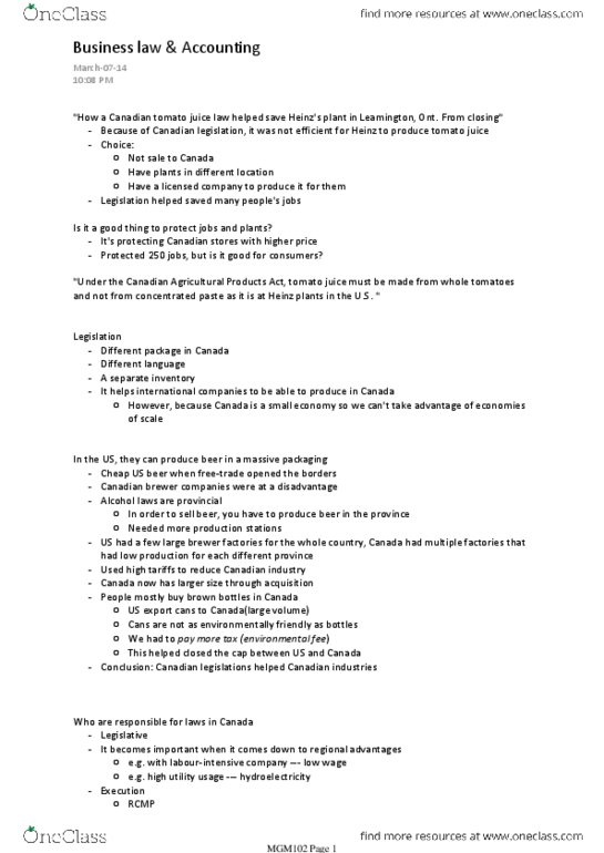 MGM102H5 Lecture Notes - Tomato Juice, Corporate Law, Financial Accounting thumbnail