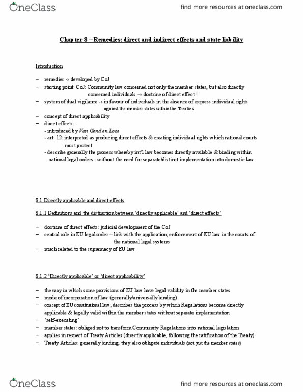 Law 5110 Chapter Notes - Chapter 8: World Trade Organization, Legal Certainty, Lawra thumbnail