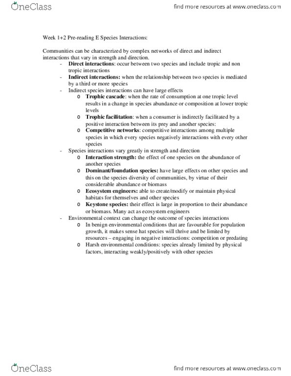 BIOL 230 Lecture Notes - Lecture 2: Keystone Species, Trophic Cascade thumbnail