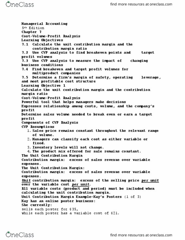 ACCT 23021 Lecture Notes - Lecture 7: Contribution Margin, Operating Leverage, Regional Policy Of The European Union thumbnail