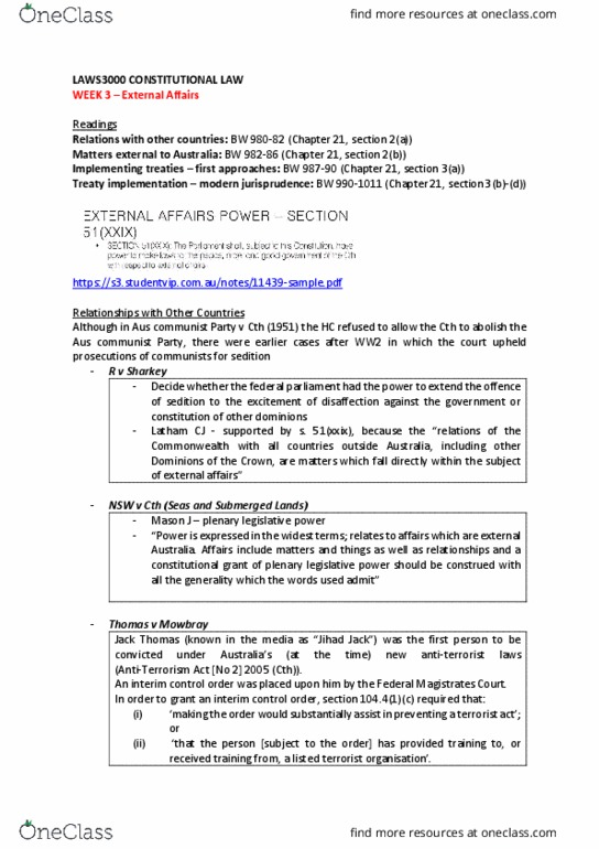 LAW314 Chapter Notes - Chapter 3: Externality, Plenary Power, Racial Discrimination Act 1975 thumbnail