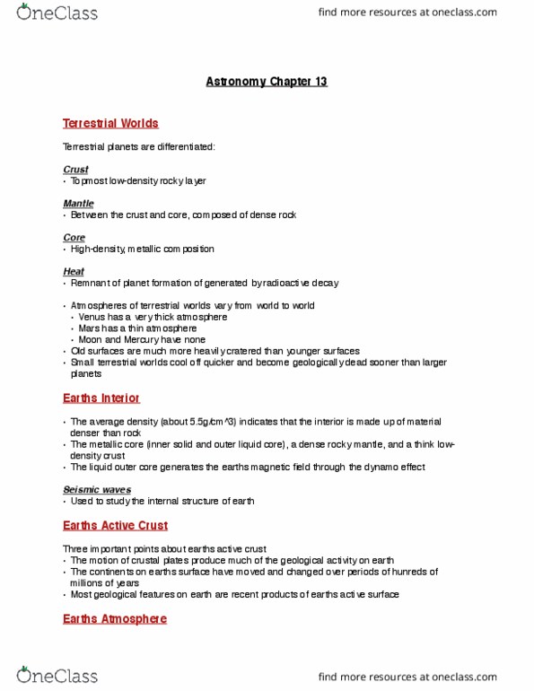 NATS 1740 Lecture Notes - Lecture 13: Seismic Wave, Outer Core, Planetesimal thumbnail