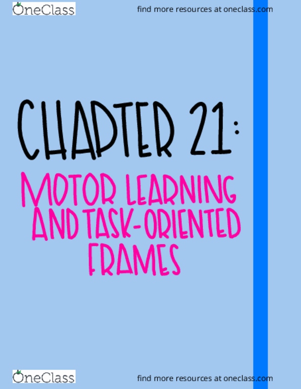 HSC 3243 Chapter Notes - Chapter 21: Farad, Kinematics, Motor Learning thumbnail