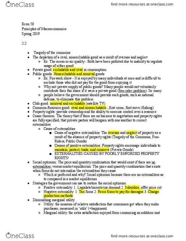 ECON 050 Lecture Notes - Lecture 4: Indifference Curve, Budget Constraint, Coase Theorem thumbnail