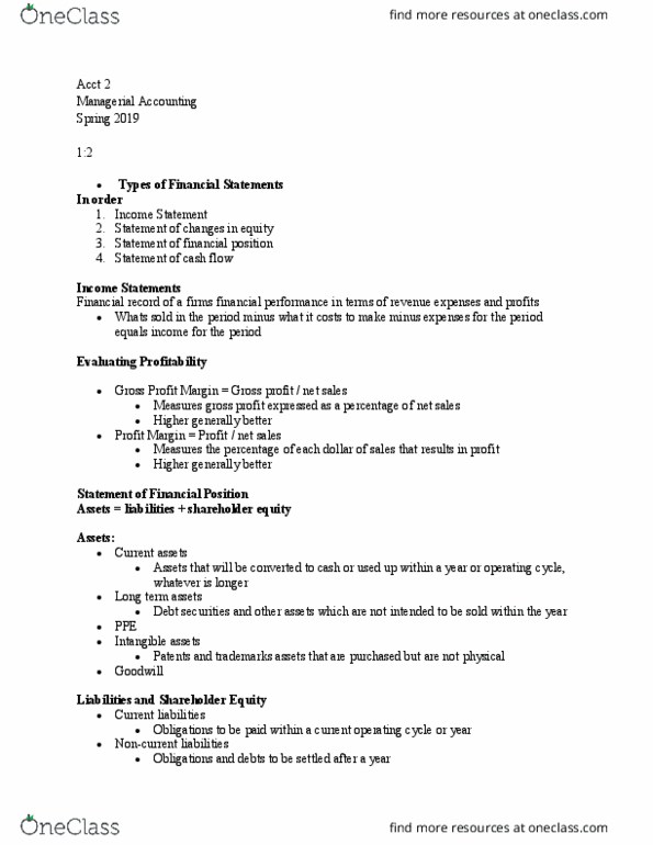 ACCT 002 Lecture Notes - Lecture 2: Retained Earnings, Gross Profit, Financial Statement thumbnail