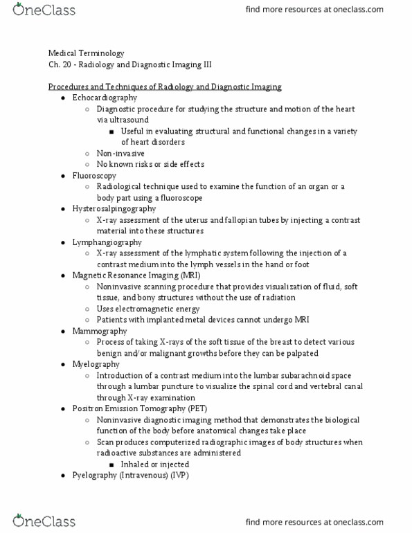 BIOL 212 Lecture Notes - Lecture 20: Myelography, Radiography, Mammography thumbnail