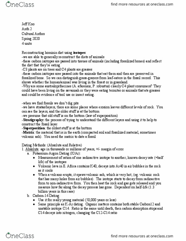 ANTH 2 Lecture Notes - Lecture 20: C4 Carbon Fixation, Issf 10 Meter Air Rifle, C3 Carbon Fixation thumbnail