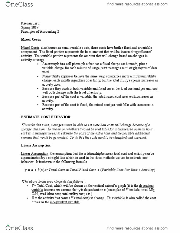 ACC-1B Lecture Notes - Lecture 15: European Cooperation In Science And Technology, Variable Cost, Cost Driver thumbnail