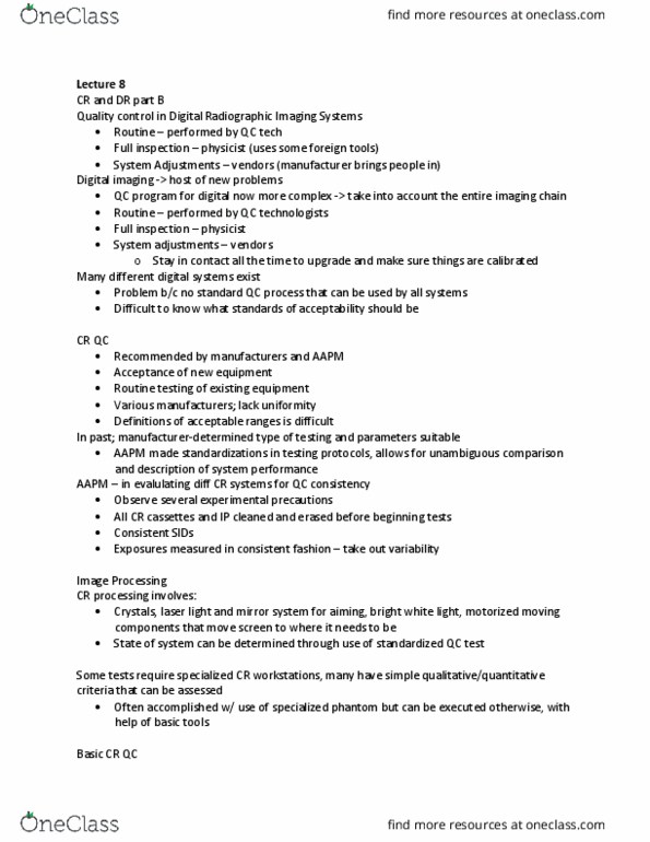 MEDRADSC 3H03 Lecture Notes - Lecture 8: Digital Imaging, Quality Control, Fluorescent Lamp thumbnail