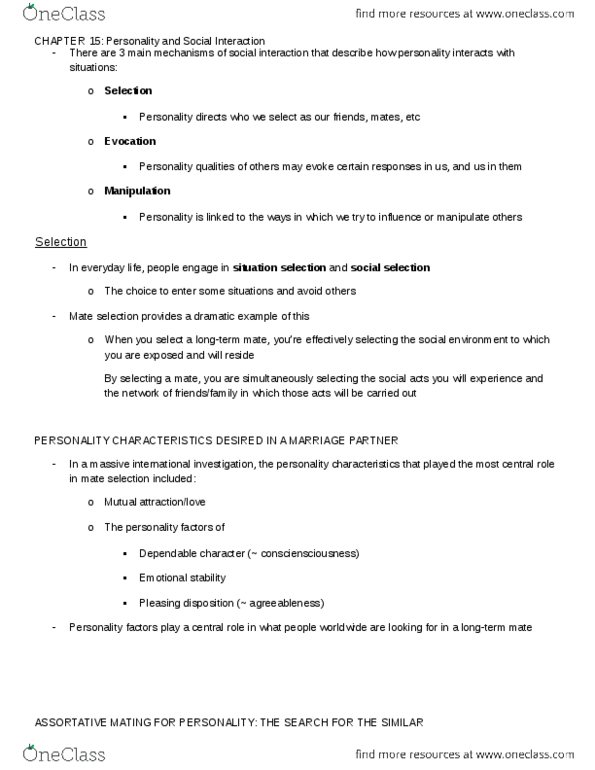 PSYC 2740 Lecture Notes - Narcissism, Personal Grooming, Silent Treatment thumbnail