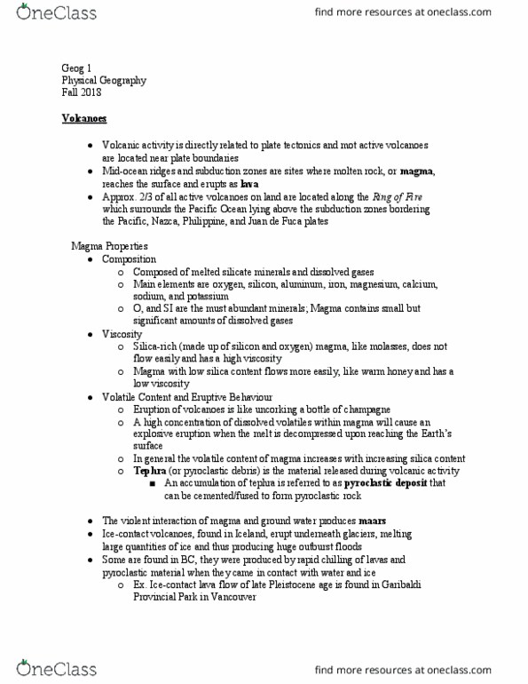 GEOG 1 Lecture Notes - Lecture 29: Silicate Minerals, Subduction, Garibaldi Provincial Park thumbnail