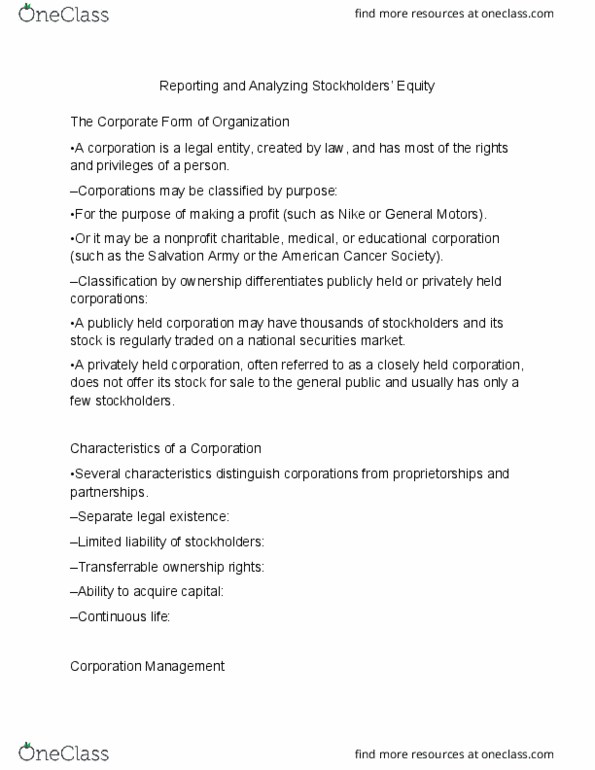 ACTG 210 Lecture Notes - Lecture 11: Issued Shares, American Cancer Society, Balance Sheet thumbnail