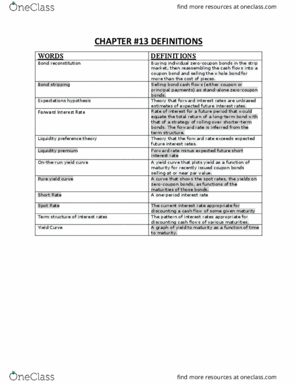 ADMS 3531 Chapter Notes - Chapter 13: Liquidity Preference, Yield Curve, Cash Flow thumbnail