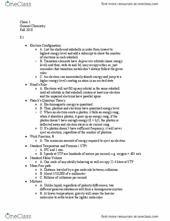 CHEM 001 Lecture Notes - Lecture 15: Gas Constant, Ideal Gas Law, Ideal Gas thumbnail