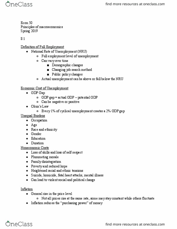 ECON 050 Lecture Notes - Lecture 15: Potential Output, Core Inflation, Macroeconomics thumbnail