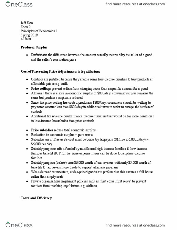 ECON 2 Lecture Notes - Lecture 9: Deadweight Loss, Reservation Price, Open Economy thumbnail