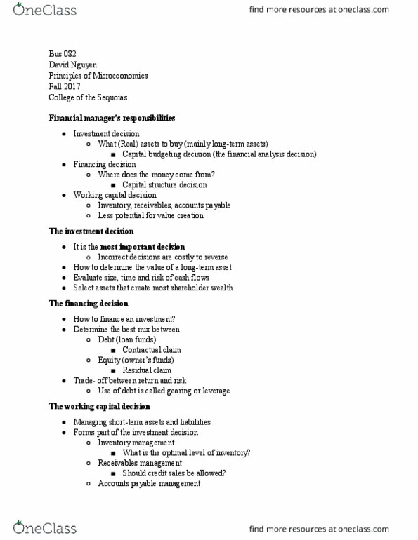 BUS 082 Lecture Notes - Lecture 2: Current Liability, Capital Structure, Working Capital thumbnail