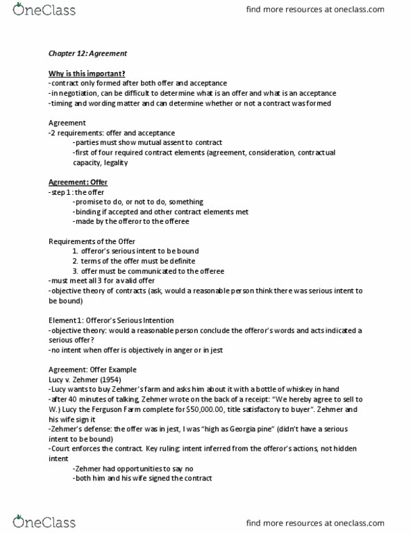 BL 260 Chapter Notes - Chapter 12: Estoppel, Posting Rule, Bound 2 thumbnail