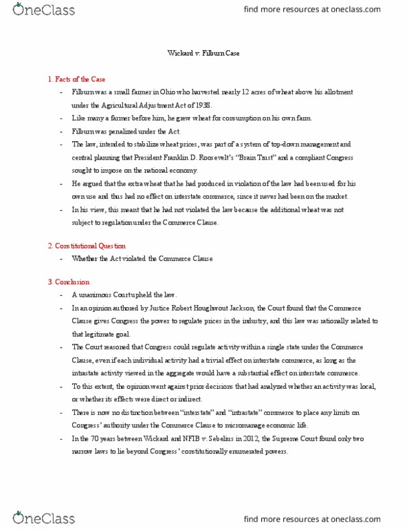 POS2041 Lecture Notes - Lecture 36: Enumerated Powers, Commerce Clause, Agricultural Adjustment Act thumbnail