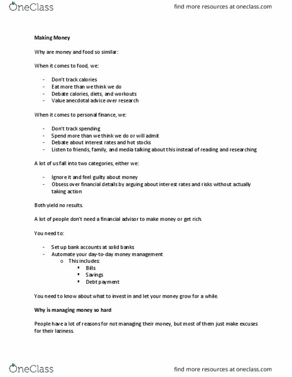 FIN 101 Lecture Notes - Lecture 24: Making Money, Personal Finance thumbnail