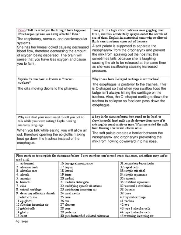 BSC 1086C Lecture Notes - Lecture 20: Cricoid Cartilage, Soft Palate, Simple Squamous Epithelium thumbnail