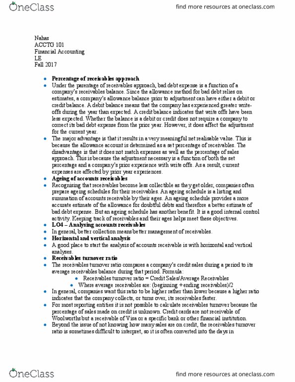 ACCTG 101 Lecture Notes - Lecture 10: Financial Institution, Promissory Note, Accounts Receivable thumbnail