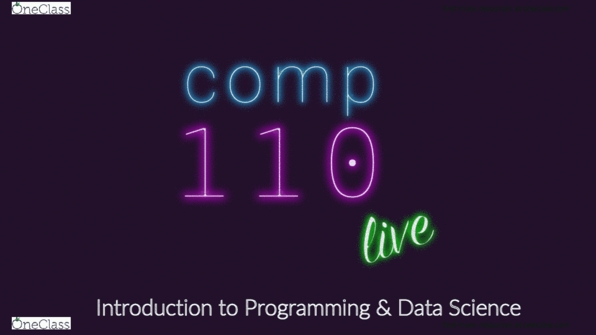 COMP 110 Lecture Notes - Lecture 1: Data Science, Write-Off, Groupme thumbnail