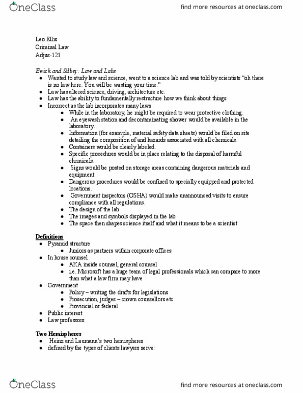 ADJUS-121 Lecture Notes - Lecture 11: Safety Data Sheet, Billable Hours thumbnail