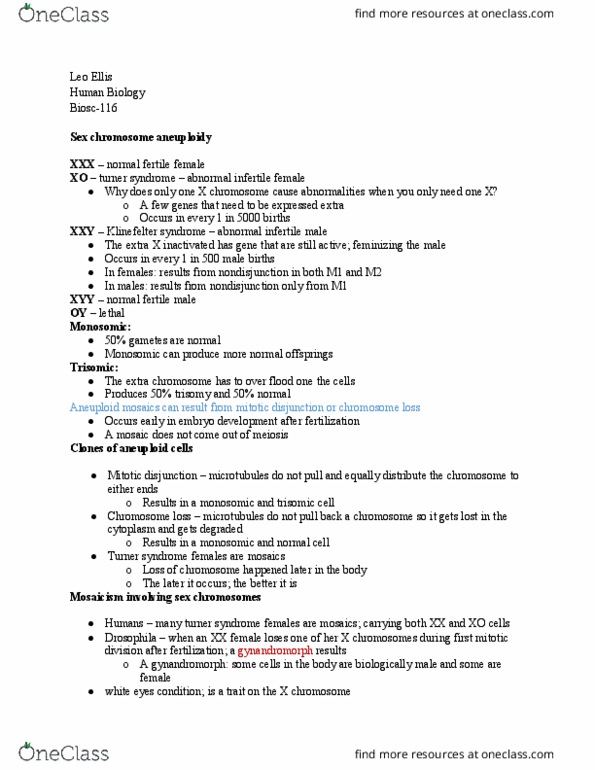 BIOSC-116 Chapter Notes - Chapter 1: Gamete, Dna Replication, Meiosis thumbnail