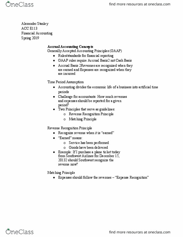 ACC E113 Lecture Notes - Lecture 3: Southwest Airlines, Accrual, Financial Statement thumbnail