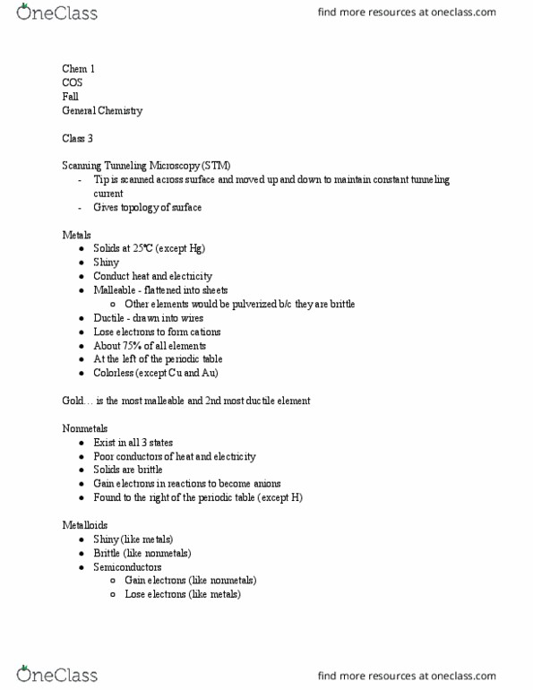 CHEM 001 Lecture Notes - Lecture 3: Scanning Tunneling Microscope, Bromine thumbnail