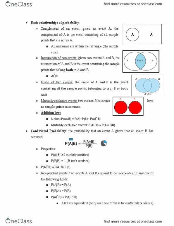 ACMS10145 Lecture Notes - Lecture 5: Mutual Exclusivity, Conditional Probability thumbnail