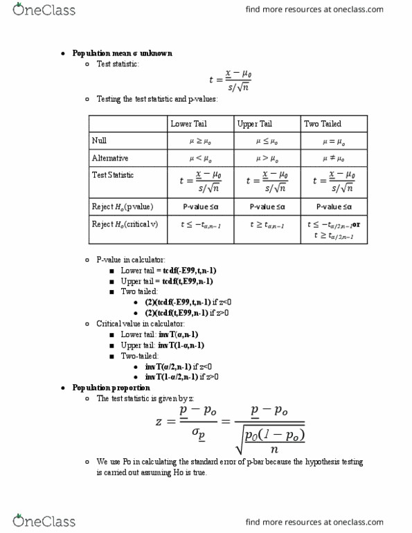 ACMS10145 Lecture Notes - Lecture 11: Test Statistic, Statistical Hypothesis Testing, The Thirteen Chairs thumbnail