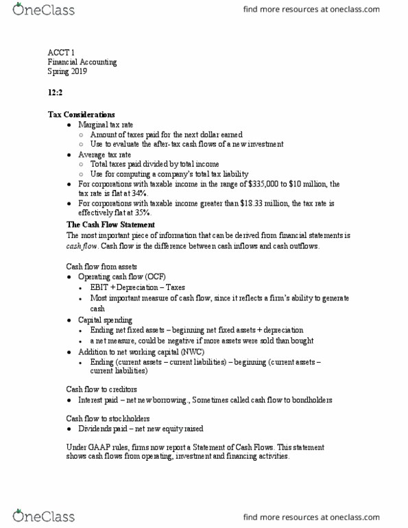 ACCT 001 Lecture Notes - Lecture 24: Income Statement, Current Liability, Tax Rate thumbnail