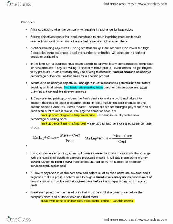 MGTA01H3 Chapter Notes -Price Skimming, Psychological Pricing thumbnail