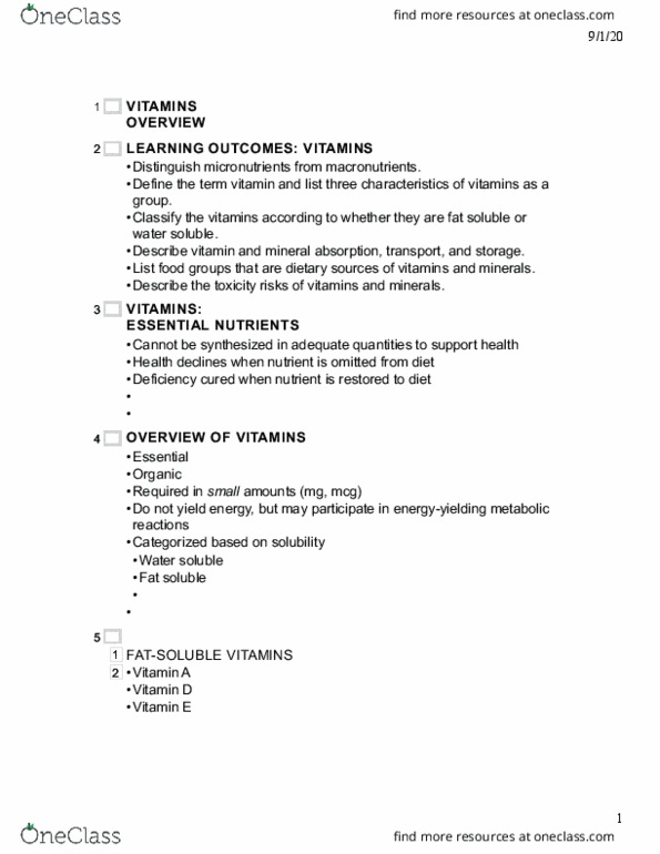 NUR 209 Lecture Notes - Lecture 12: Vitamin K, Collagen, Lipoprotein thumbnail