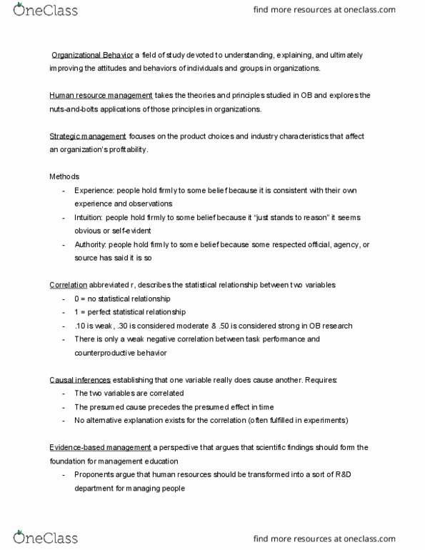 BSAD 120 Chapter Notes - Chapter 1: Human Resource Management, Strategic Management thumbnail