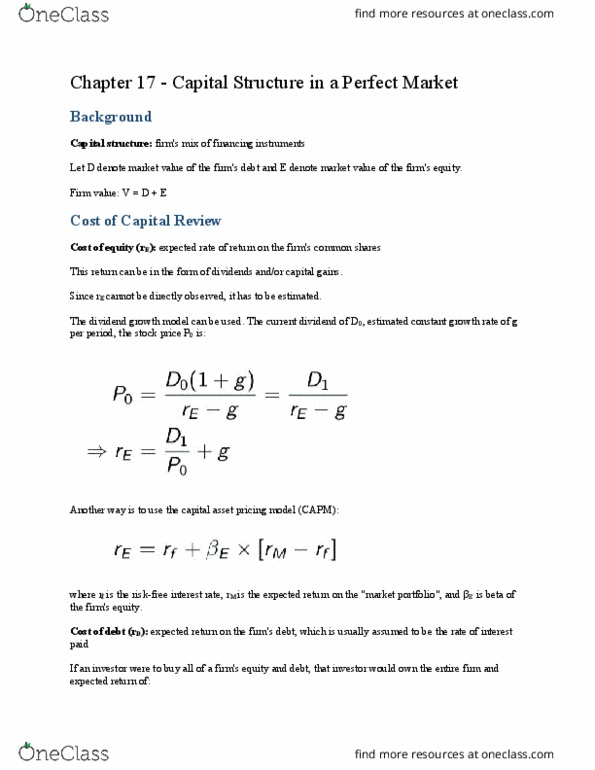 AFM274 Lecture Notes - Lecture 1: Capital Market, Arbitrage, Kroger thumbnail