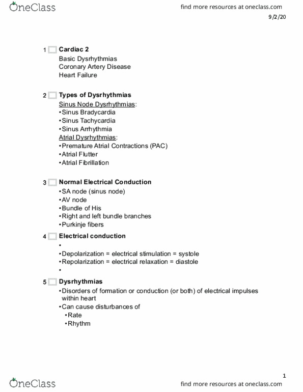 NUR 209 Lecture Notes - Lecture 25: Coronary Artery Disease, Sinoatrial Node, Purkinje Fibers thumbnail