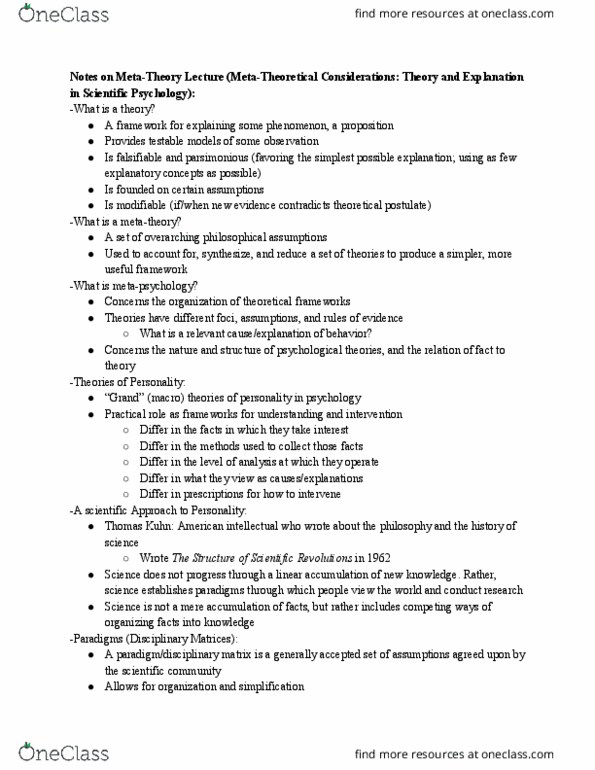 PSY 181 Lecture Notes - Lecture 1: Falsifiability, Negentropy, Autopoiesis thumbnail