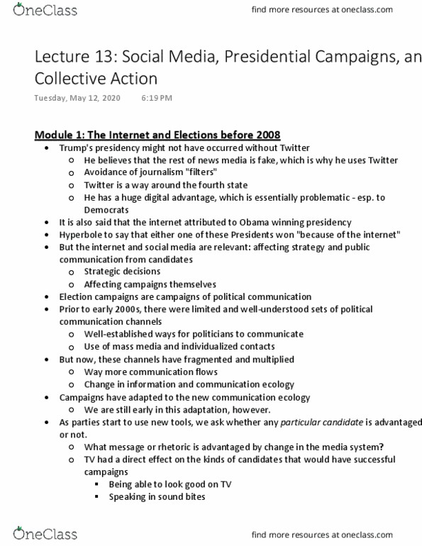 POL S 7 Lecture Notes - Lecture 13: Collective Action, Tv Now, Hyperbole thumbnail